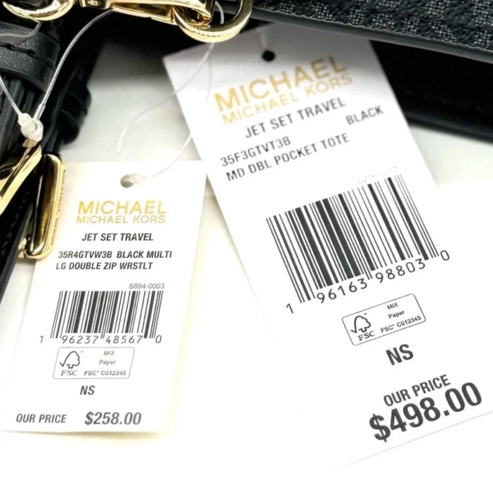 Michael Kors Jet Set Medium Pocket Shoulder Tote Bag And DoubleZip Wallet Set